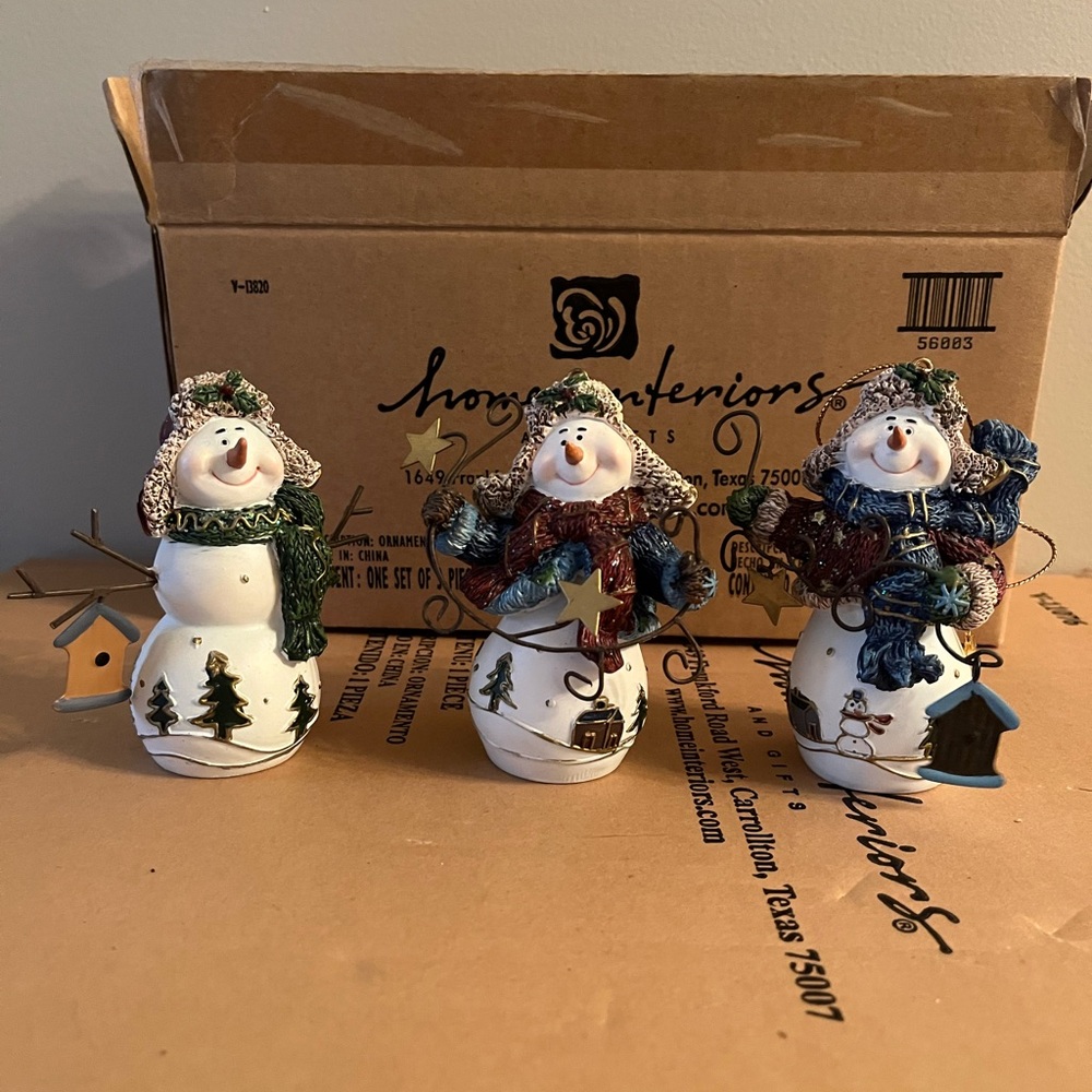 Rustic 3 piece Home interiors snowman set